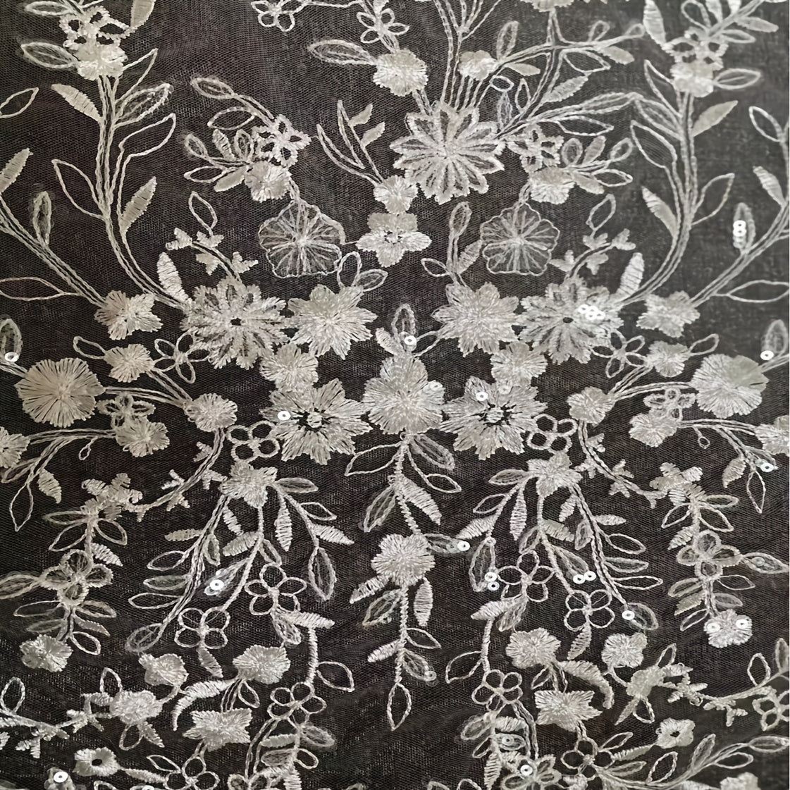 Floral Pattern Mesh Bridal Head Veil Sequin Lace Fabric Long Veil Wedding Access