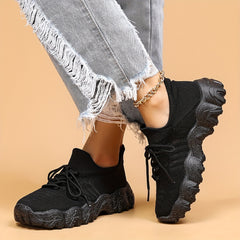 Women's Breathable Chunky Sneakers Lace Up Outdoor Shoes