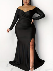 Women's Plus Off Shoulder Mermaid Maxi Dress