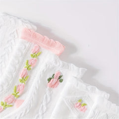 5 Pairs Floral Print Ruffle Socks Women's Stockings & Hosiery