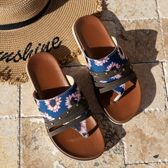 Ethnic Style Sandals Summer Slip on Flat Slippers Women's Flip Flops