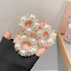 3pcs Pearl Crystal Hairband Transparent Hair Rope Headwear