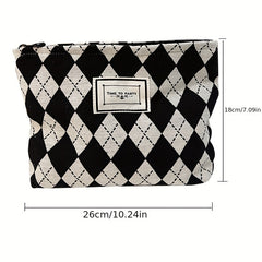 Diamond Pattern Makeup Bag Portable Travel Storage Bag Zippered Toiletry Bag