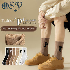6 Pairs Letter Print Thermal Crew Socks for Women