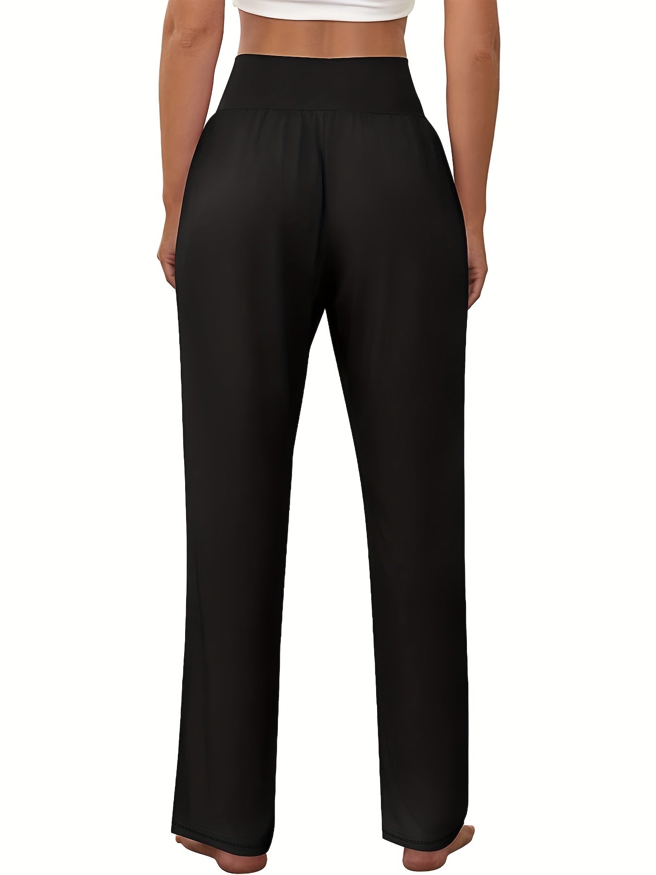 3 Pack Plus Size Sports Pants High Rise Wide Leg Trousers With Pockets