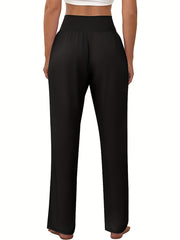 3 Pack Plus Size Sports Pants High Rise Wide Leg Trousers With Pockets