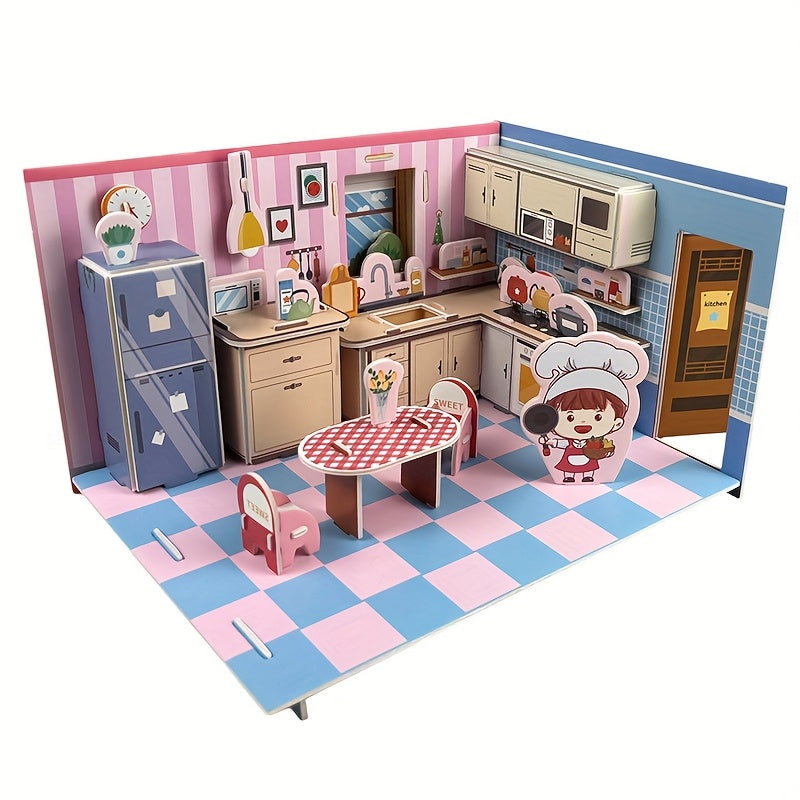 3D Model Kitchen Puzzles DIY Craft Toys for Kids