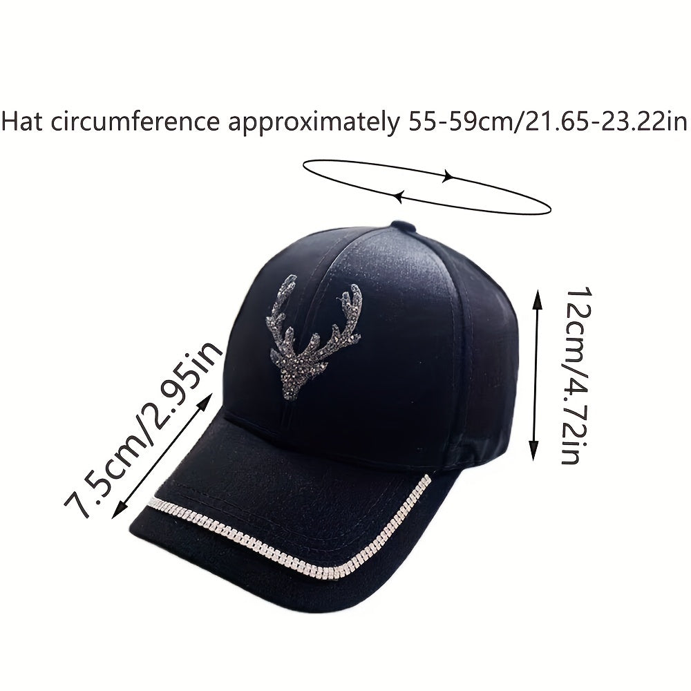 Rhinestone Antlers Couple Baseball Cap Sun Hats for Women Men