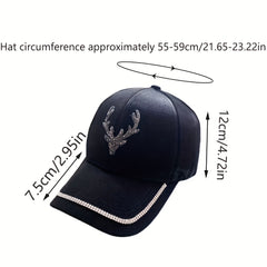 Rhinestone Antlers Couple Baseball Cap Sun Hats for Women Men