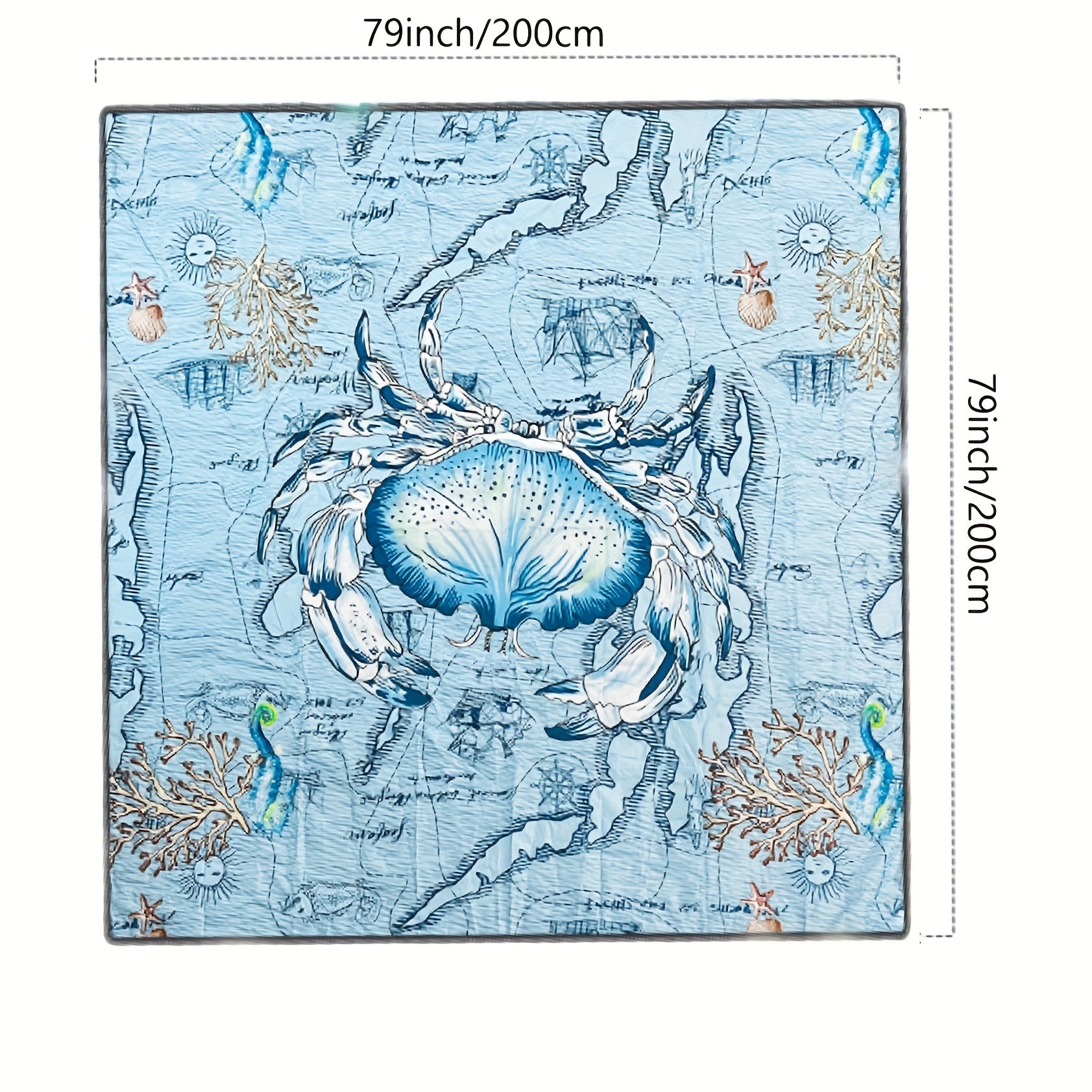 Crab Print Beach Blanket Sandproof Waterproof Mat for Summer Travel Camping