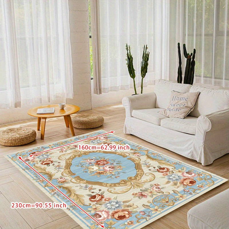 Vintage Floral Area Rug Soft and Non Slip Polyester Mat