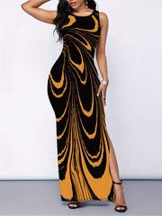 Abstract Print Tank Dress Maxi Dress Women's Clothing