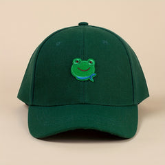 Cartoon Frog Decor Baseball Cap Dark Green Sun Hat for Women & Men