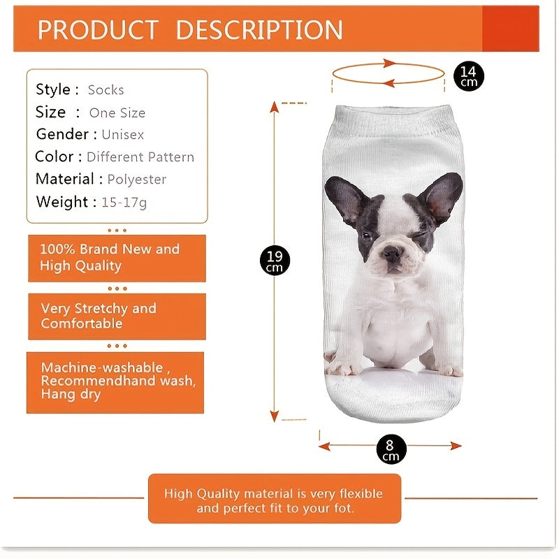 Dog Print Low Cut Ankle Socks for Women