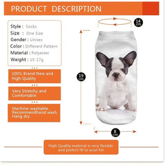 Dog Print Low Cut Ankle Socks for Women