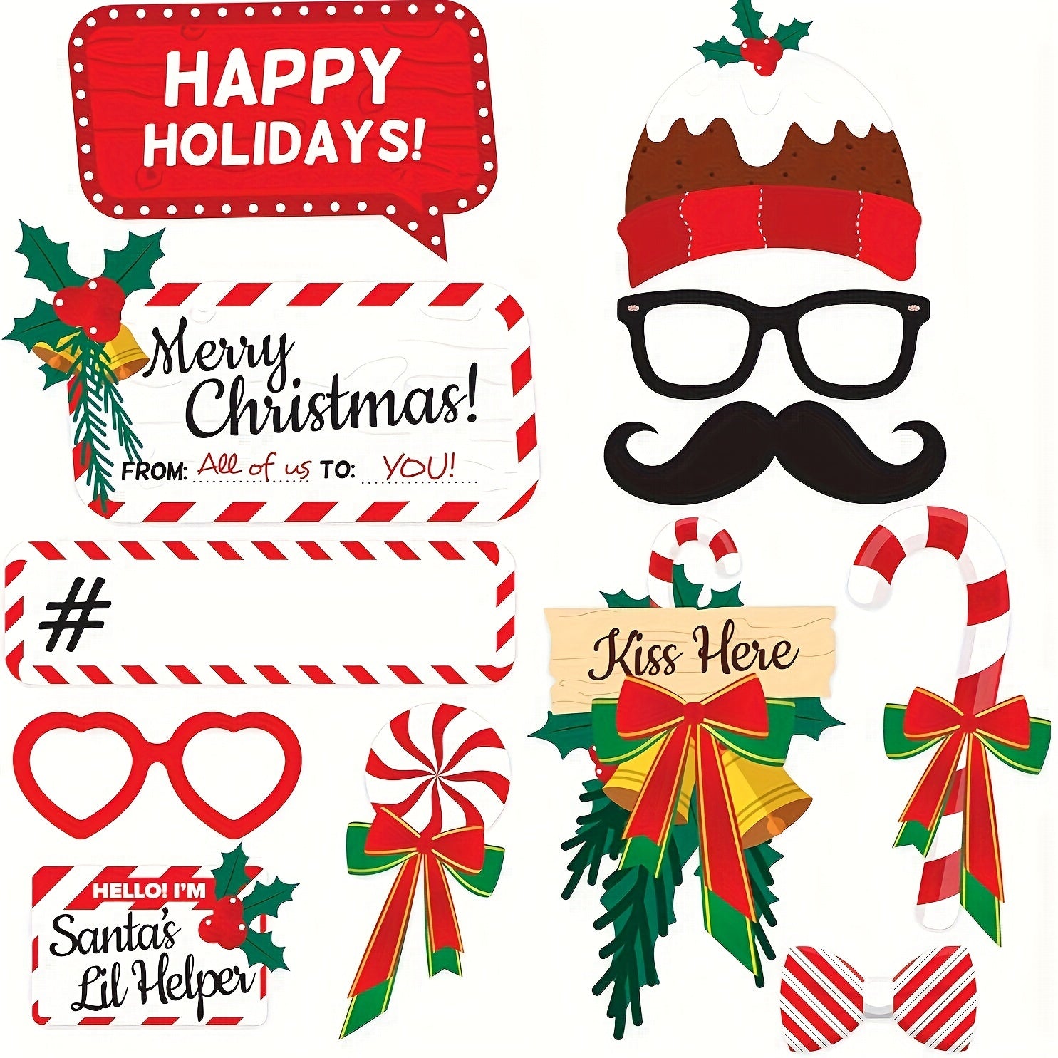 Christmas Photo Booth Props 50pcs Party Supplies Holiday Decoration Set