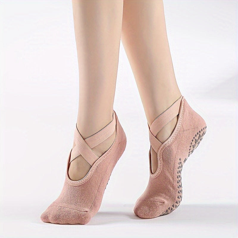 Cross Strap Yoga Socks Non-slip Ankle Socks for Pilates Dance