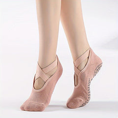 Cross Strap Yoga Socks Non-slip Ankle Socks for Pilates Dance