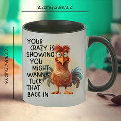 1pc 11oz Chicken Pattern Ceramic Cup Creative Cartoon Coffee Cup
