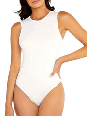 Sleeveless Crew Neck Tank Bodysuit for Women
