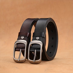 Men's Leather Belt Pin Buckle Casual Jeans Pants Waist Strap High Belt