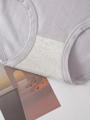 Casual Underwear Women's Plus Plain Lace Ribbed Underwear