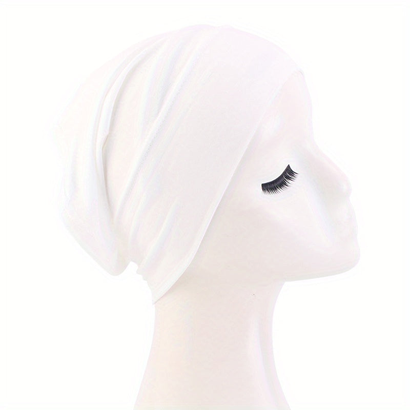 Solid Turban Cap Elastic Beanie Headband Soft Head Wrap Lightweight Head Scarf