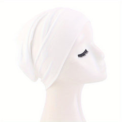 Solid Turban Cap Elastic Beanie Headband Soft Head Wrap Lightweight Head Scarf