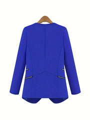 Zipper Shawl Collar Blazer Casual Open Front Long Sleeve