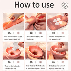 1pc Hot Water Bag Soft Cover Hand Warmer 17.63oz Winter Camping Travel Gift