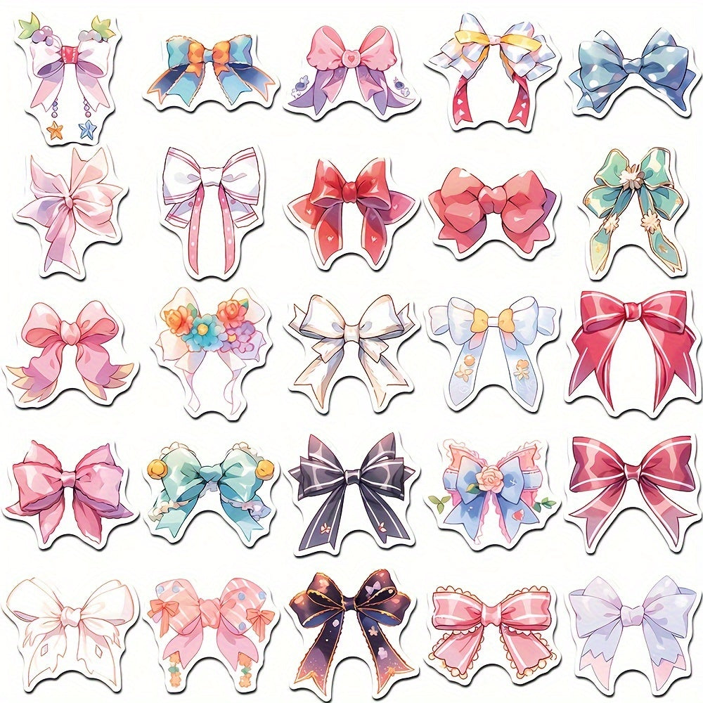 50pcs Cartoon Bow Decorative Stickers Waterproof DIY