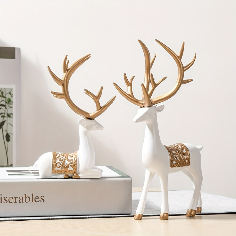 Modern Deer Wine Cabinet Set, Golden Light Style, 2pcs