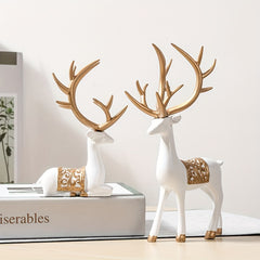 Modern Deer Wine Cabinet Set, Golden Light Style, 2pcs