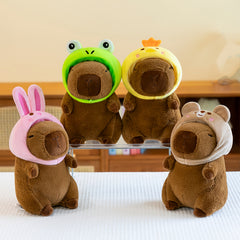 Capybara Plush Toy with Hat Soft Yellow & Green Stuffed Animal