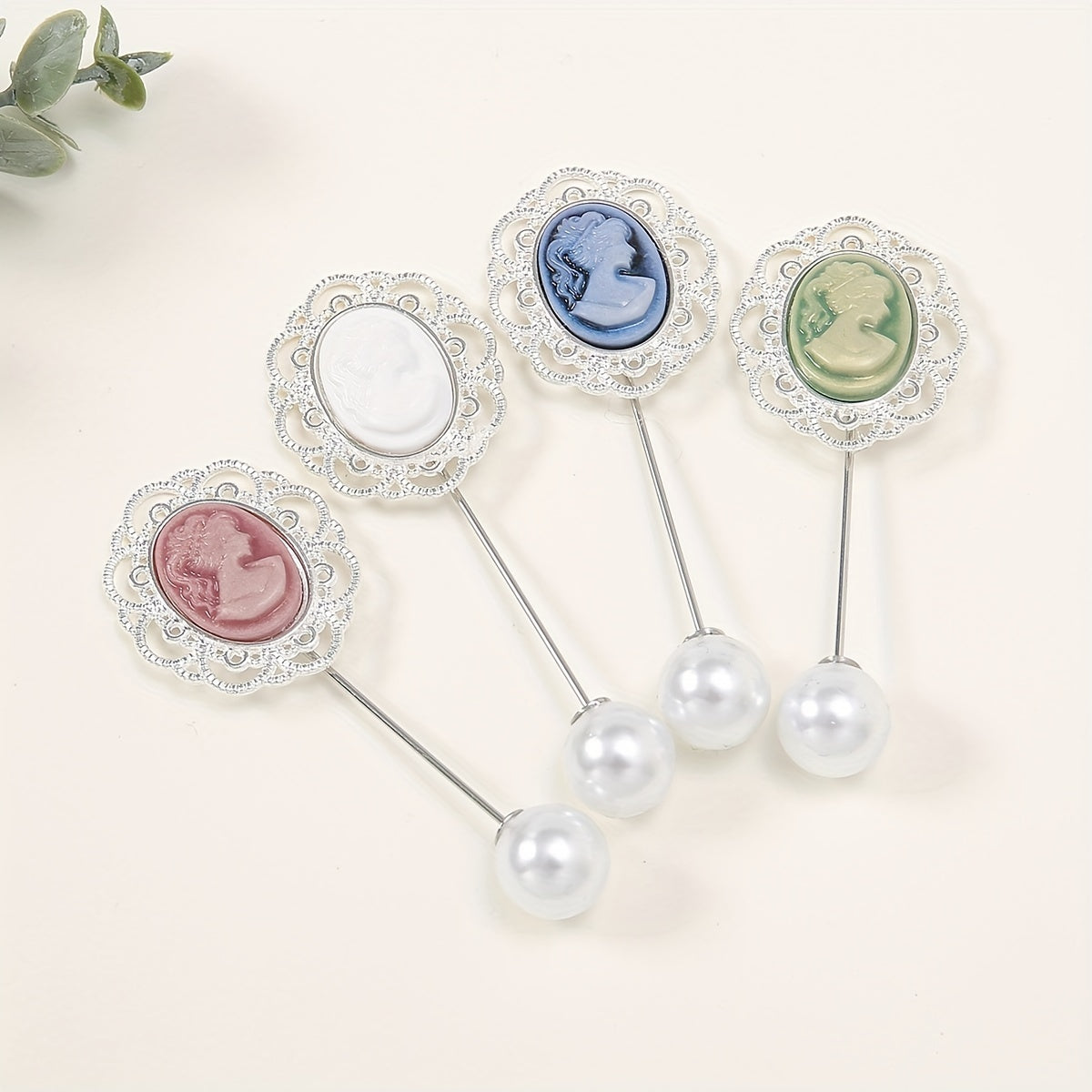 4pcs Faux Pearl Scarf Pin Hijab Shawl Clip Dress Shirt Accessories