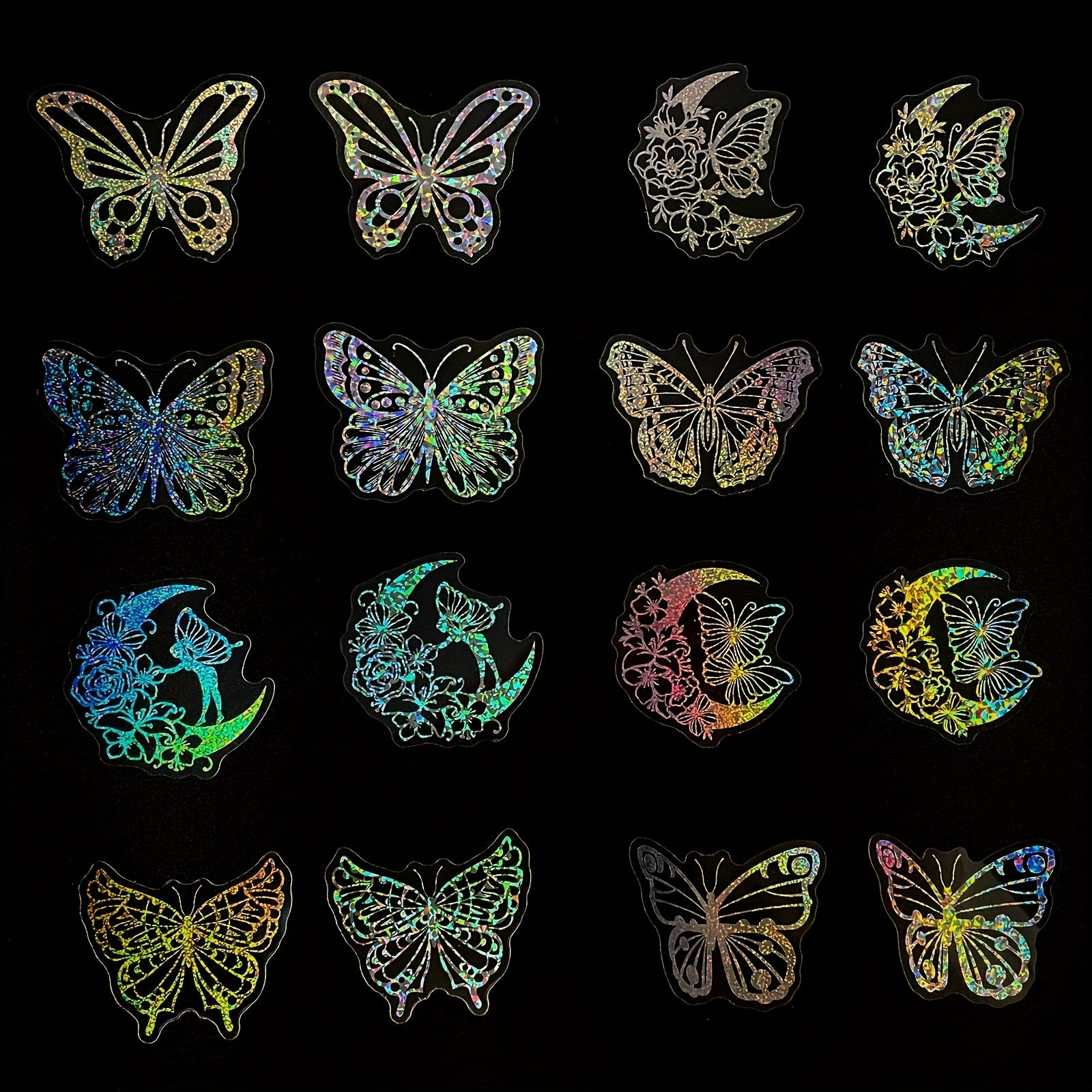 100pcs Butterfly Series Stickers Waterproof Laser Sticker Decal