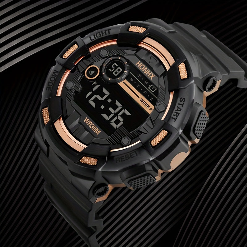 Teen Casual LED Digital Watch Silicone Band Multifunctional Electronic Gift