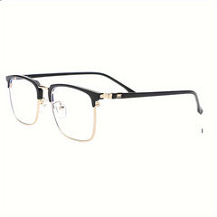 Men's Half Frame Metal Glasses for Formal Occasions