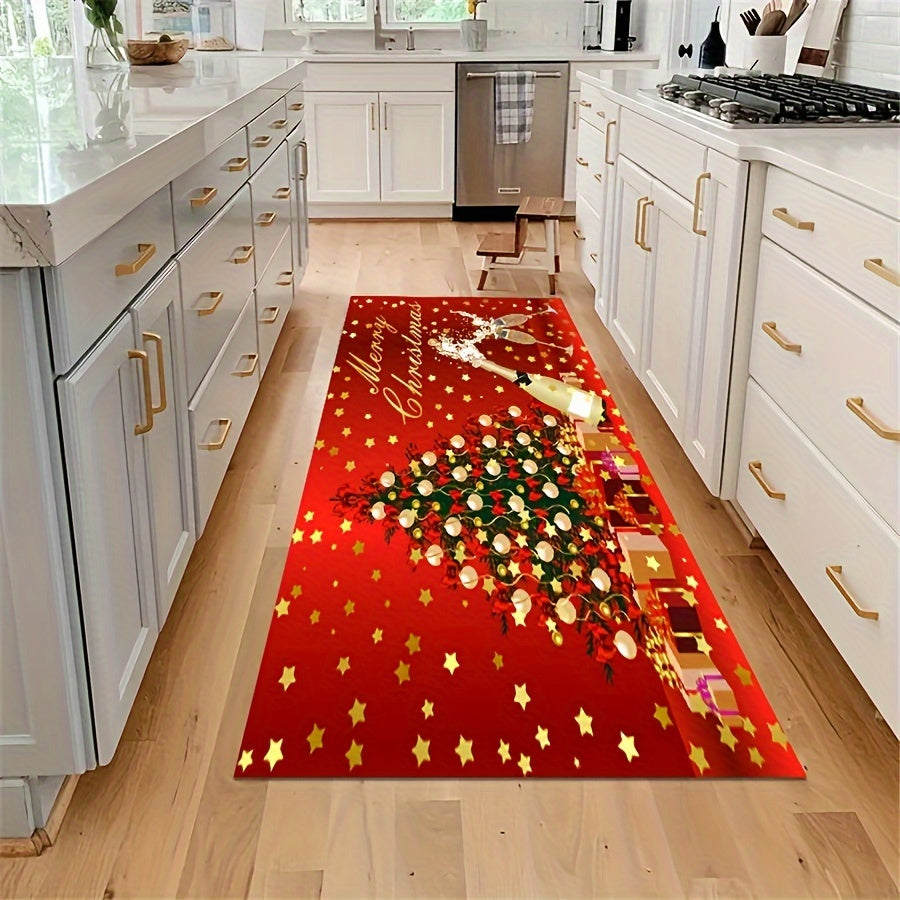 1pc Christmas Decorative Rug Hand Washable Carpet