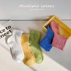 Girls Knit Ruffled Socks Cotton Thin Breathable for Summer, Spring