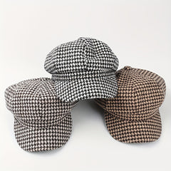 Thousand Bird Lattice Octagonal Hat Bright Silk Beret Plaid Painter Hat