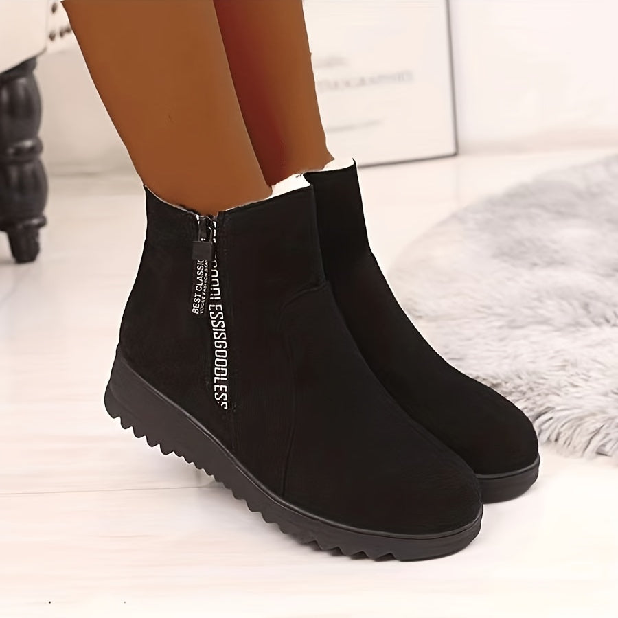 Non-slip Thickened Warm Fleece Lined Snow Boots - Winter Warm Solid