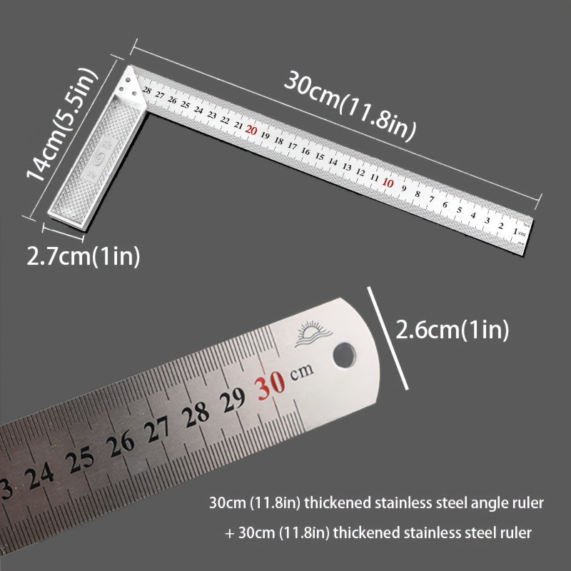 Stainless Steel Angle Ruler & Straight Edge Triangular Ruler