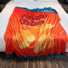 Funny Potato Chip Digital Print Blanket for Travel Camping