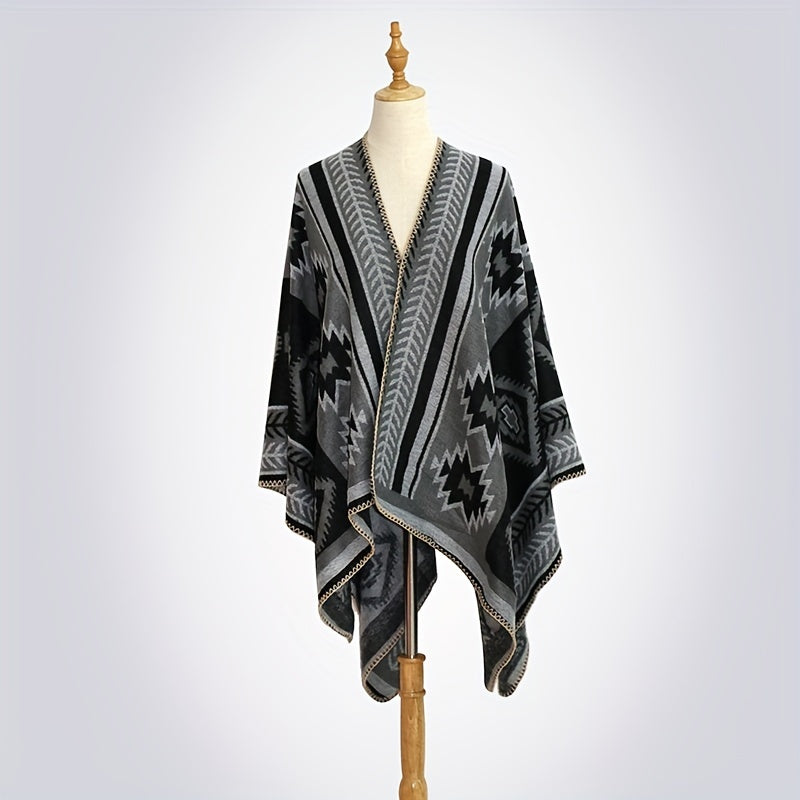 Vintage Puzzle Jacquard Shawl Thick Boho Wrap