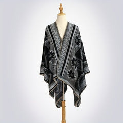 Vintage Puzzle Jacquard Shawl Thick Boho Wrap