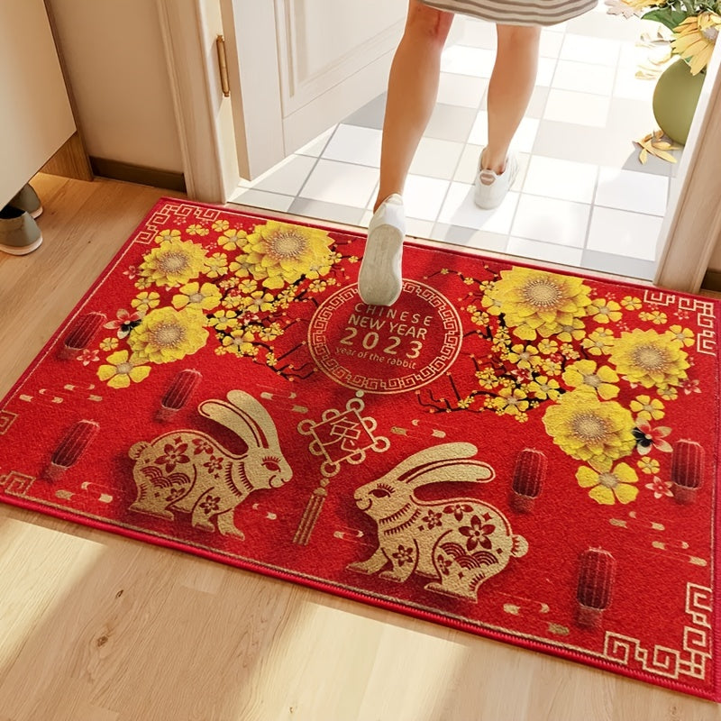 Loop Velvet Spring Celebration Red Door Mat Non Slip Wear Resistant