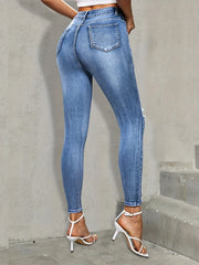 Ripped Holes Skinny Jeans Slim Fit High Stretch Distressed Tight Jeans
