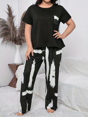 Brush Print Tee & Pants Pajamas Set