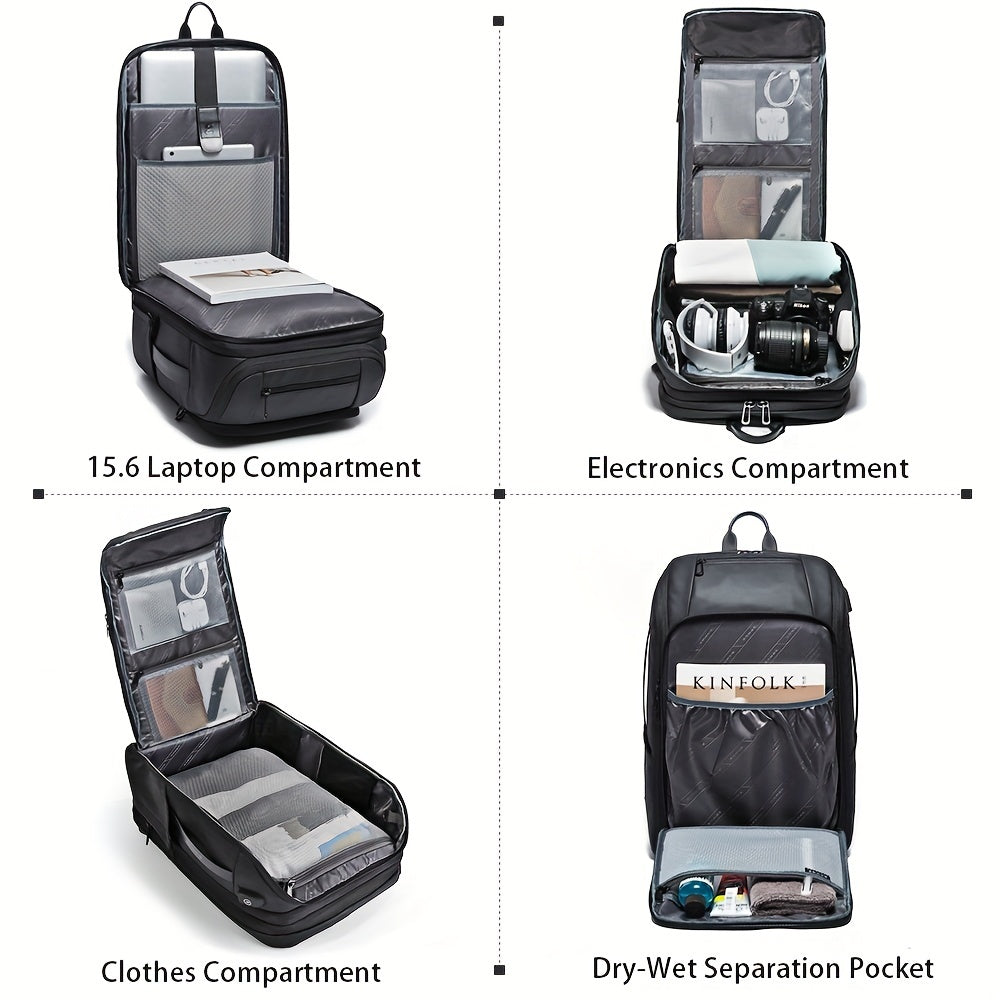 Expandable Travel Business Laptop Backpack Waterproof USB Charging Port